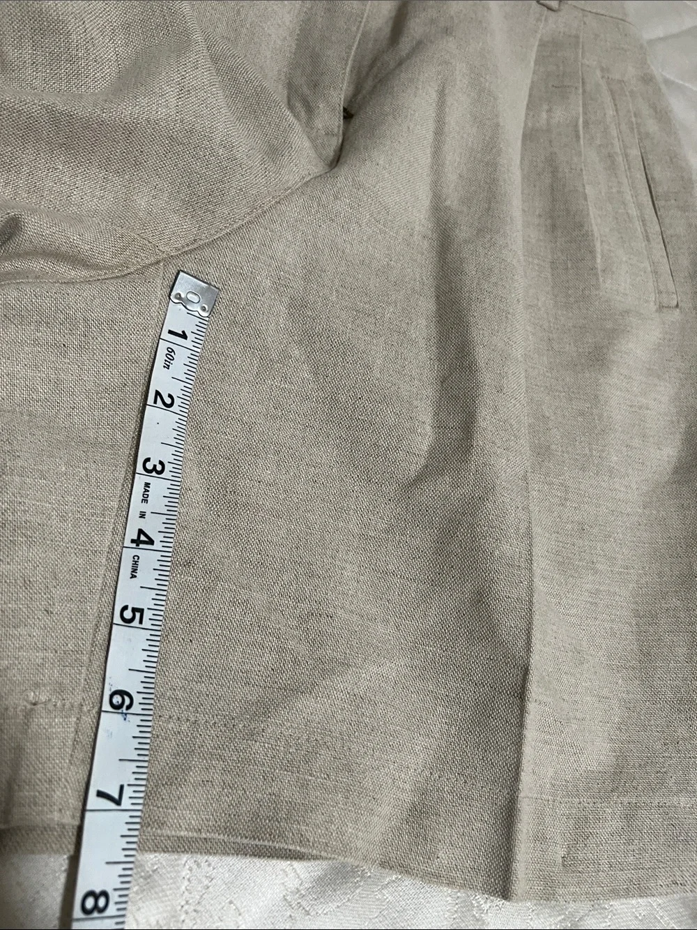 Liz Claiborne Oat Beige Tailored High-Waist Linen Cotton Shorts Minimalist Sz 8
